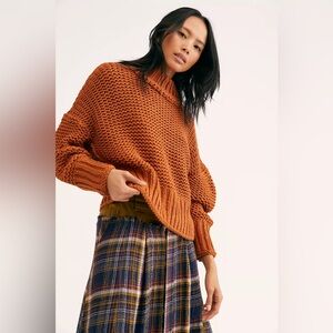 Free People Cozy Orange Sweater